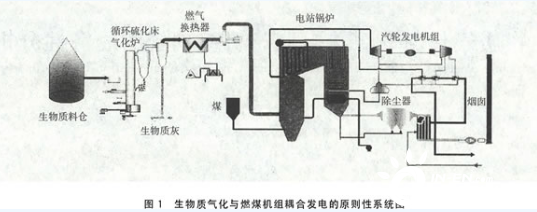 生物质气化与燃煤机组耦合发电的准则性系统图